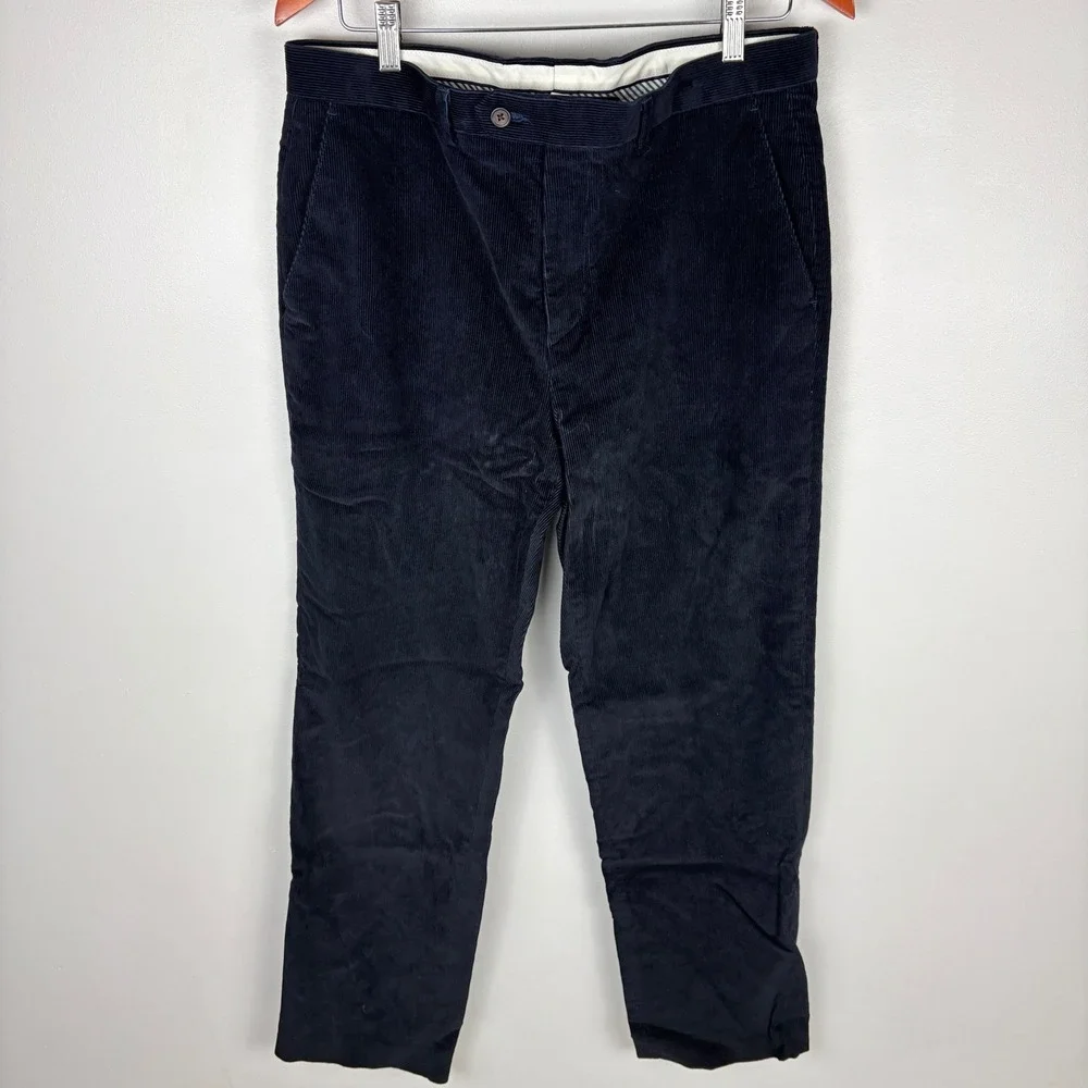 Lauren Ralph Lauren Mens‎ Navy Corduroy Pants Size 34W x 31L Flat Front Casual